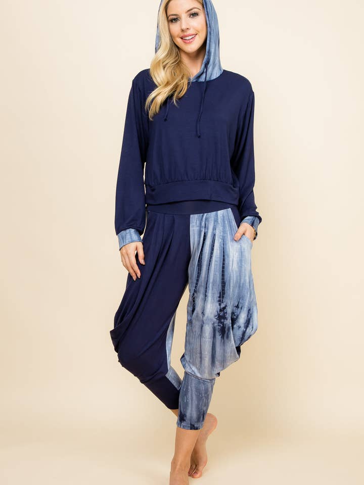 Ensemble Kooniez — Patchwork tie-dye marbré bleu marine pour la vente par Kooniez