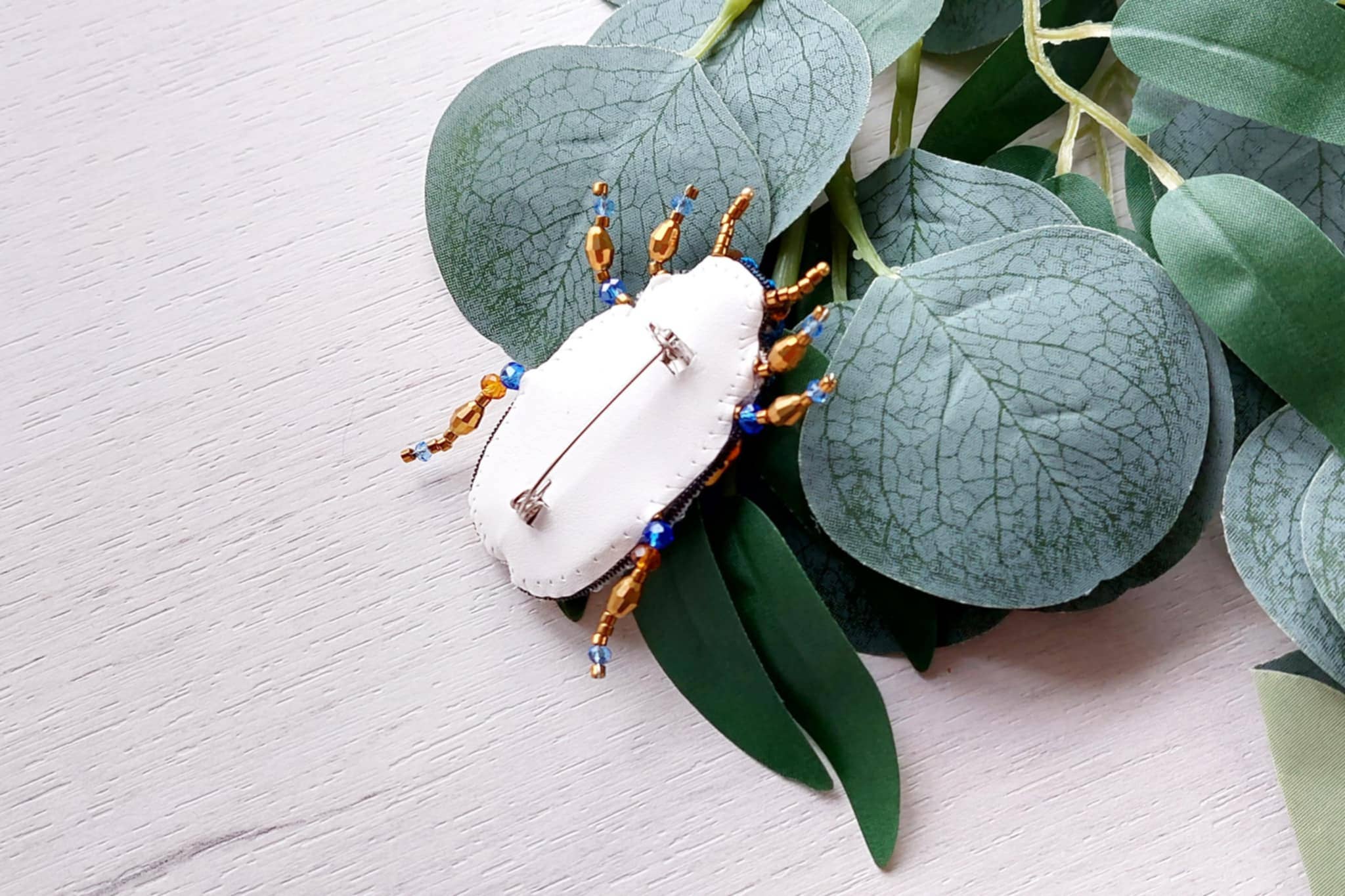 BeadSplendour - Vente Broches - Broche scarabée Broche coléoptère Broche perlée Insecte broche5