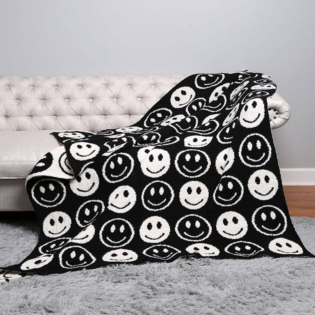 Fashion City - Wholesale Throw Blanket - Happy Face Patterned Throw Blanket13