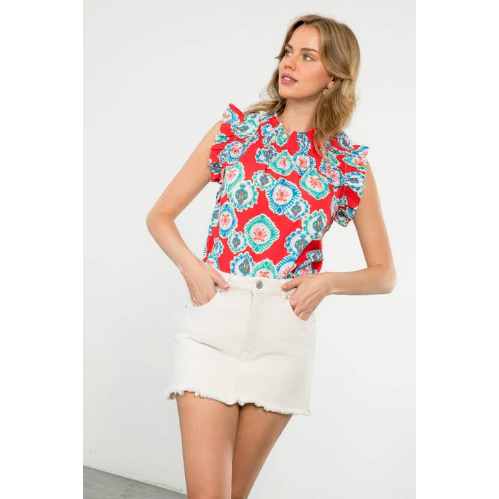 VERMELHO Manga Print Top para venda a revendedores na Faire1