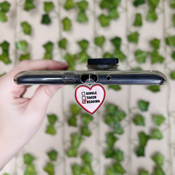 Kindle Charm, Reading Heart Bookish E-Reader Dust Plug for wholesale by Amberlin Studio