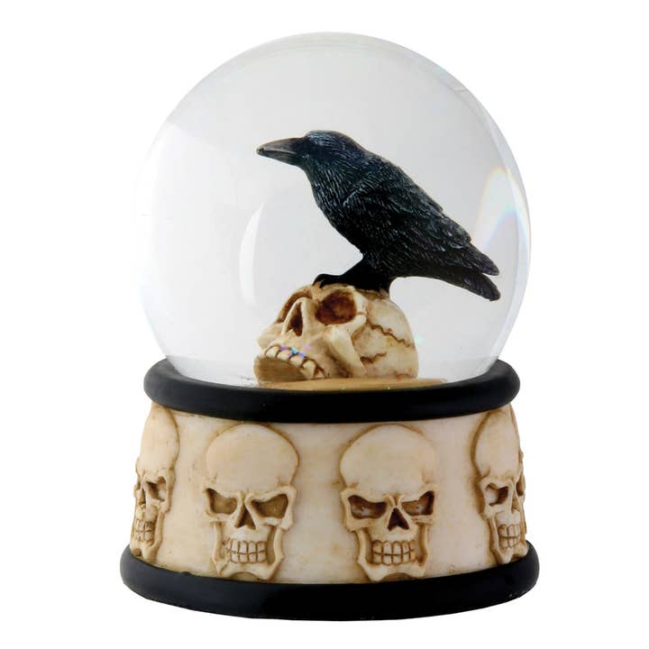 Pacific Trading - Wholesale Decorative Tabletop Object - Raven on Skull Water Globe (65mm)