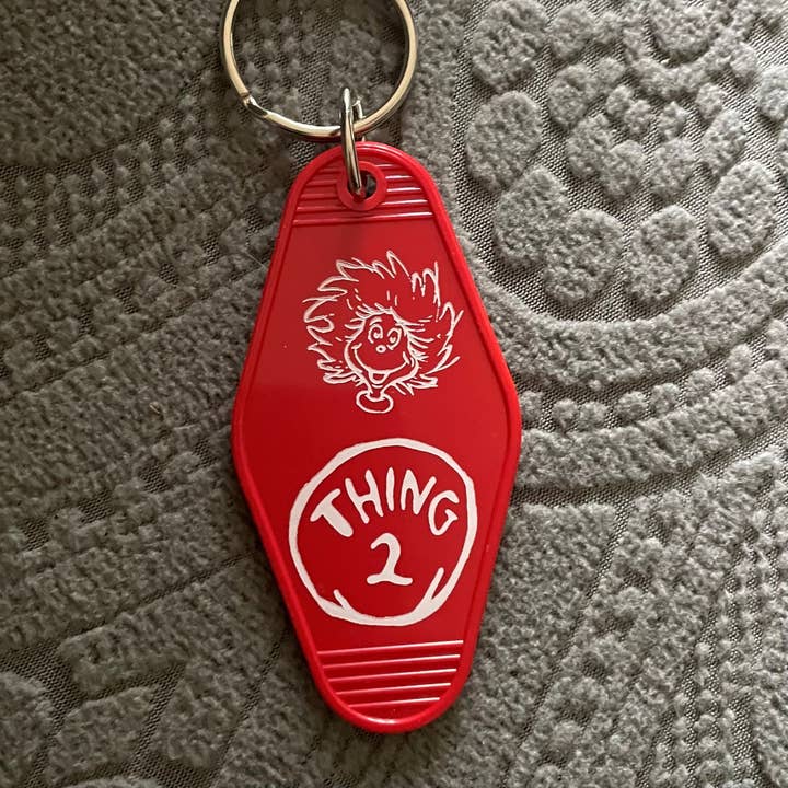 Motel Key Fob - Thing 2 (Dr Seuss) for wholesale by The 3 Sisters Design Co.