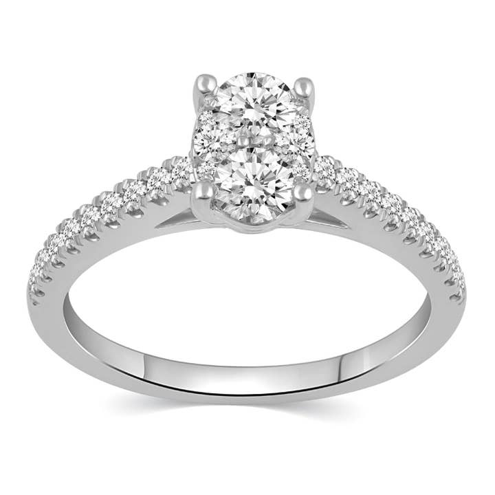 3/4ctw Diamond Oval Classic Engagement Ring in Sterling Silv for wholesale by Fifth and Fine
