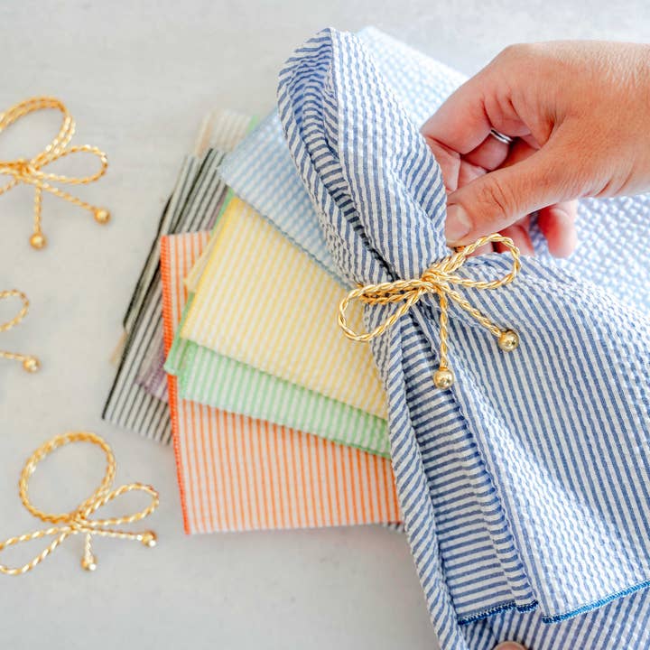 Dot and Army - Wholesale Napkin Ring - Tie A Bow Napkin Rings, set of four- Gold and Silver