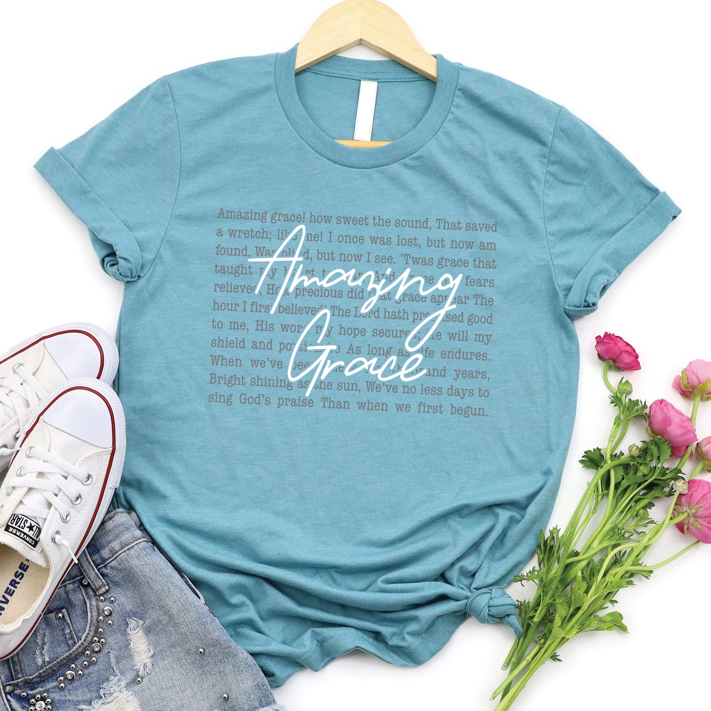 Heather Lagoon Amazing Grace Graphic Tee for wholesale on Faire0