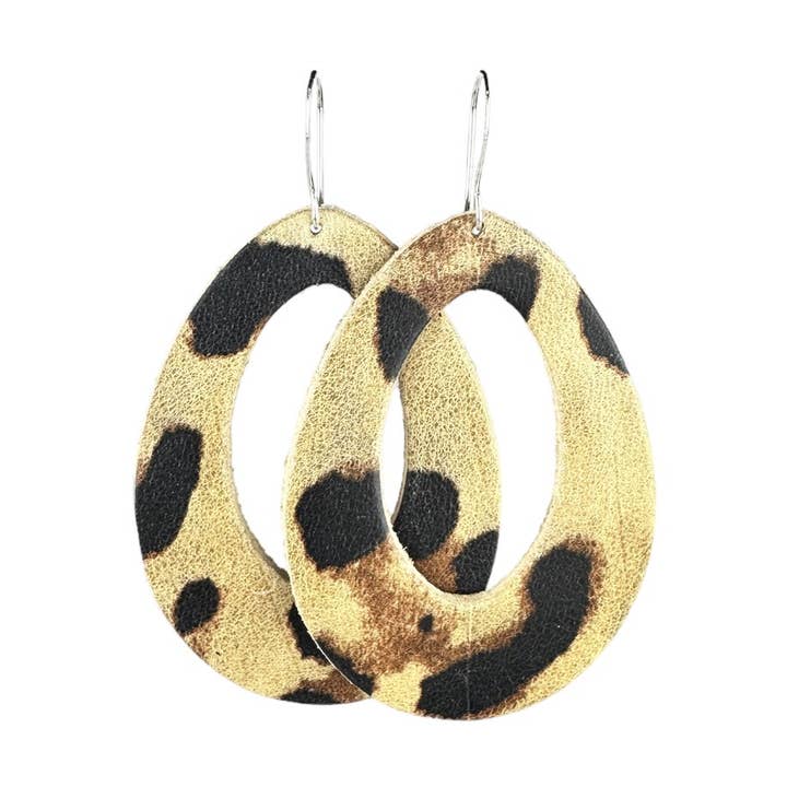 Leopard Fallon Leather Earrings for wholesale by Eleven10Leather and Designs