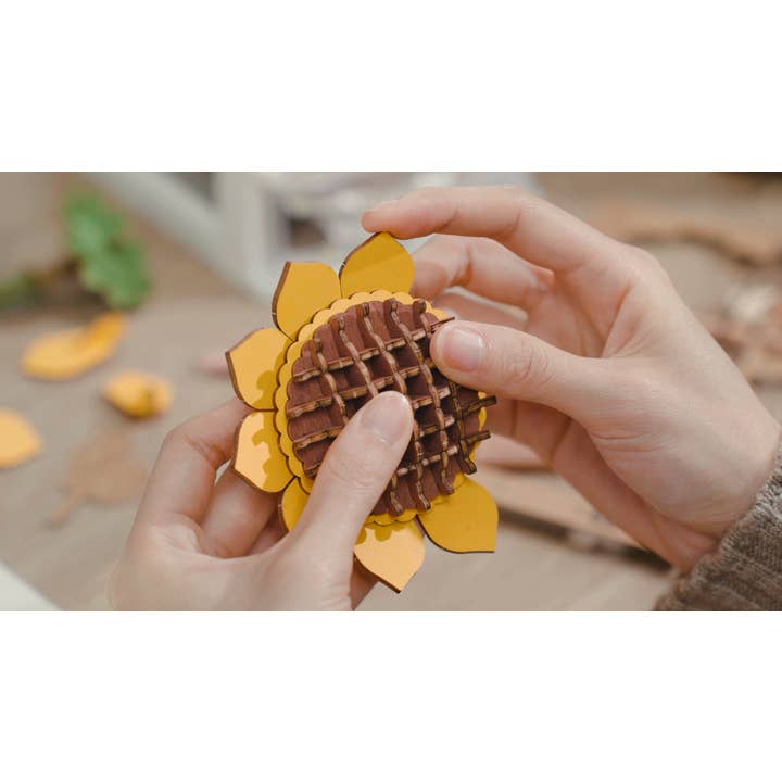 Hands Craft - Wholesale Puzzle - Kids - 3D Wooden Flower Puzzles: Sunflower5