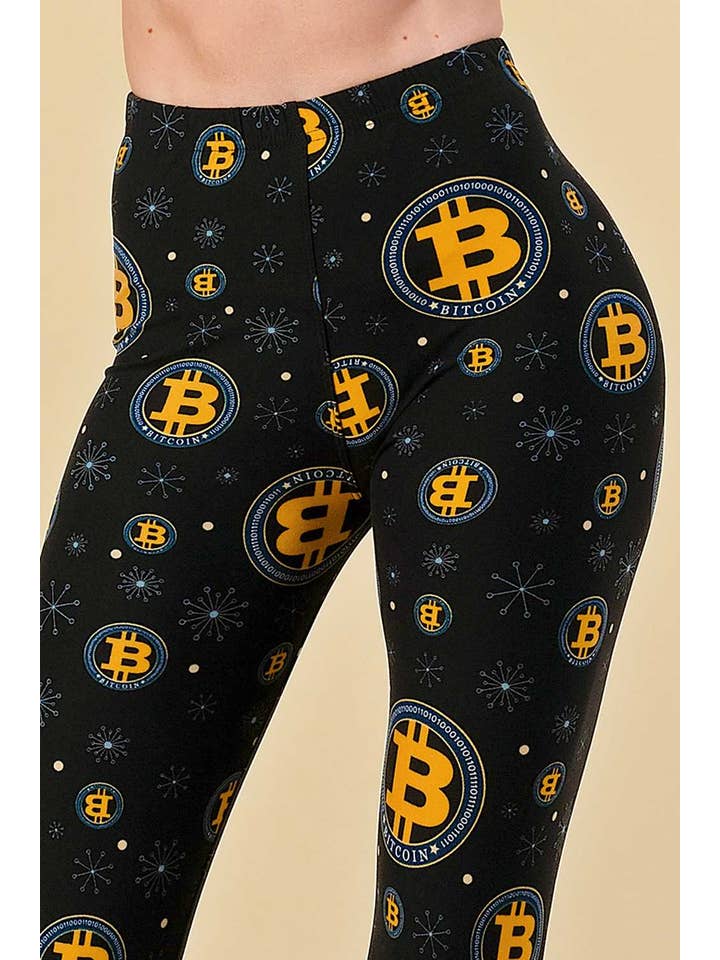 COME MOSTRATO F761 LEGGINGS STAMPATI BITCOIN in vendita all'ingrosso su Faire3