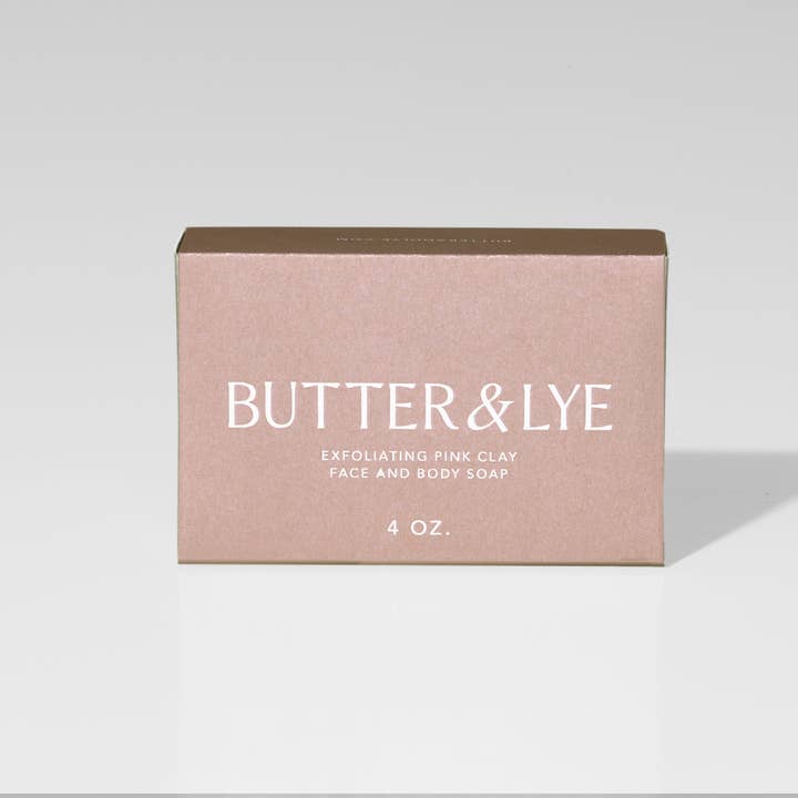 Exfoliating Pink Clay Face and Body Soap for wholesale by Butter & Lye