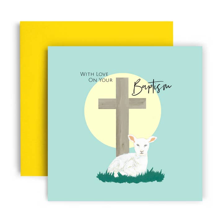 Huxters - Wholesale Religious Card - Lamb Crucifix Baptism Card0