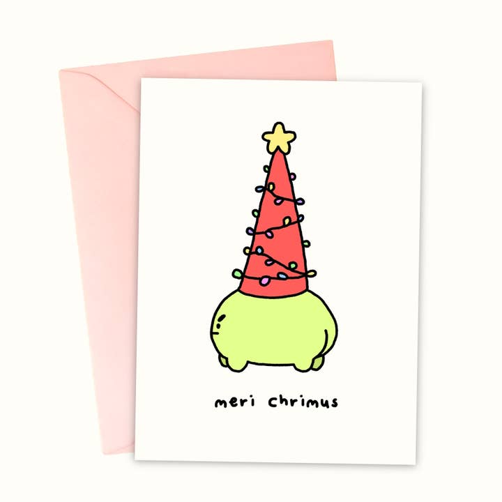 Frog Christmas Card - Festive Frogs - Festive Grumpy Toad for wholesale by Nimbob