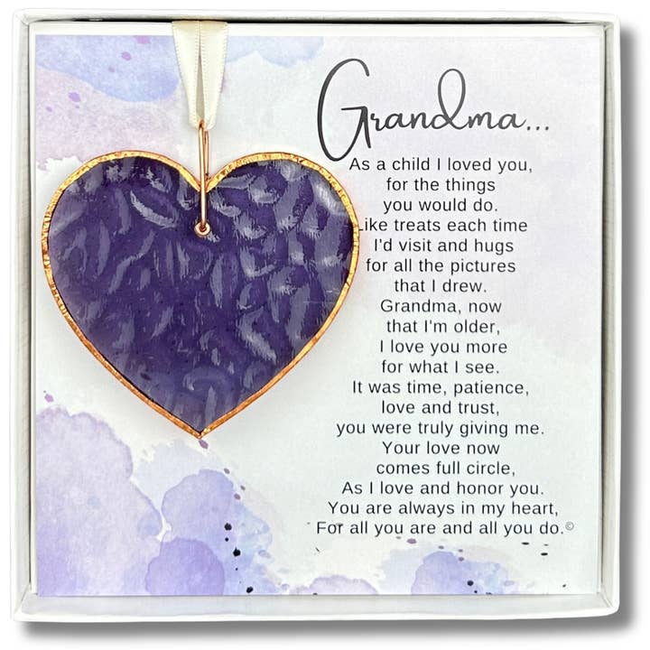 Grandma Now that I'm Older: Stained Glass Heart 7803 for wholesale by The Grandparent Gift Co. Inc.