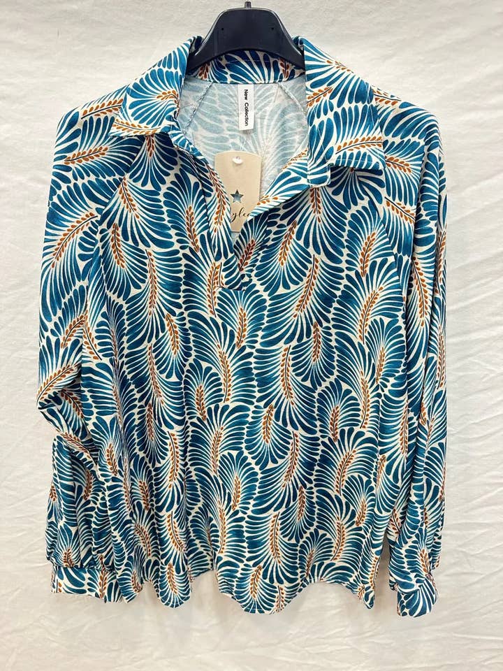 Mimi & Gogo - Wholesale Button Down Shirt - Women's - Printed Blouse @60052_BsImprime6