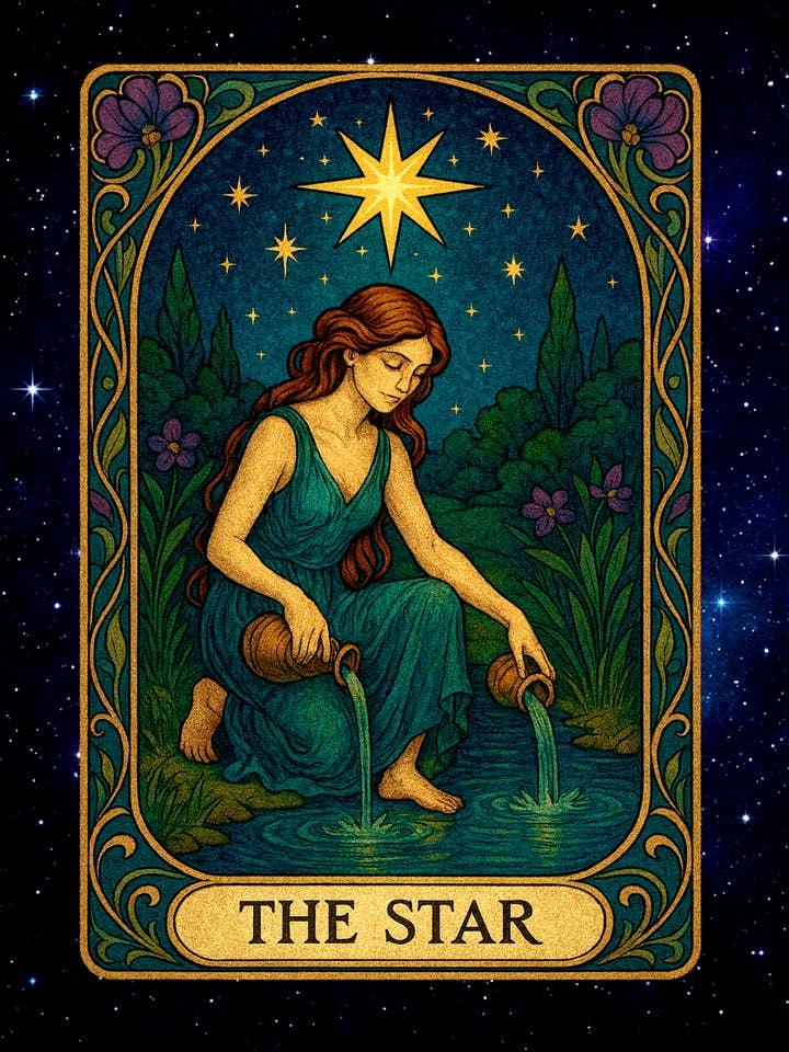 The Star – Stampe d’arte della carta dei tarocchi – Opera 20x25 cm per cornice 28x35 cm per la vendita all'ingrosso da parte di Mowbi
