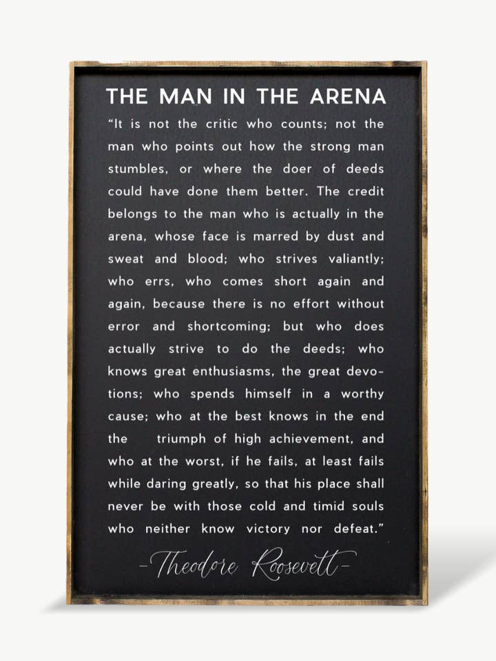 Man in the Arena Quote Framed Print - Inspirational Wall Art for wholesale by Williamraedesigns