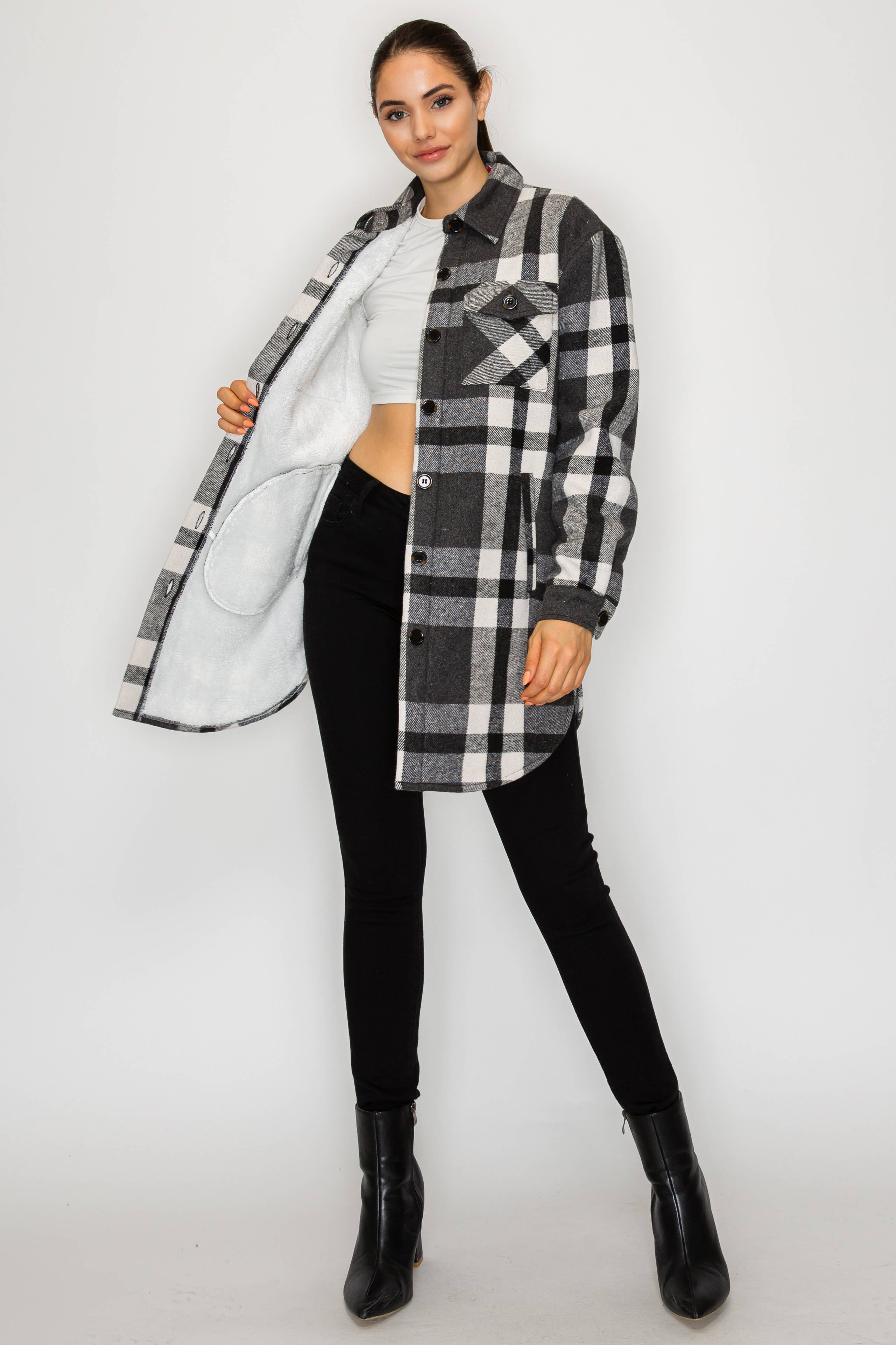 PATRONCITO USA INTERNATIONAL, INC - Wholesale Shirt Jacket/Shacket - Women's - Women Plaid Long Button Shirts Jackets (Shakets) LJ450-202530