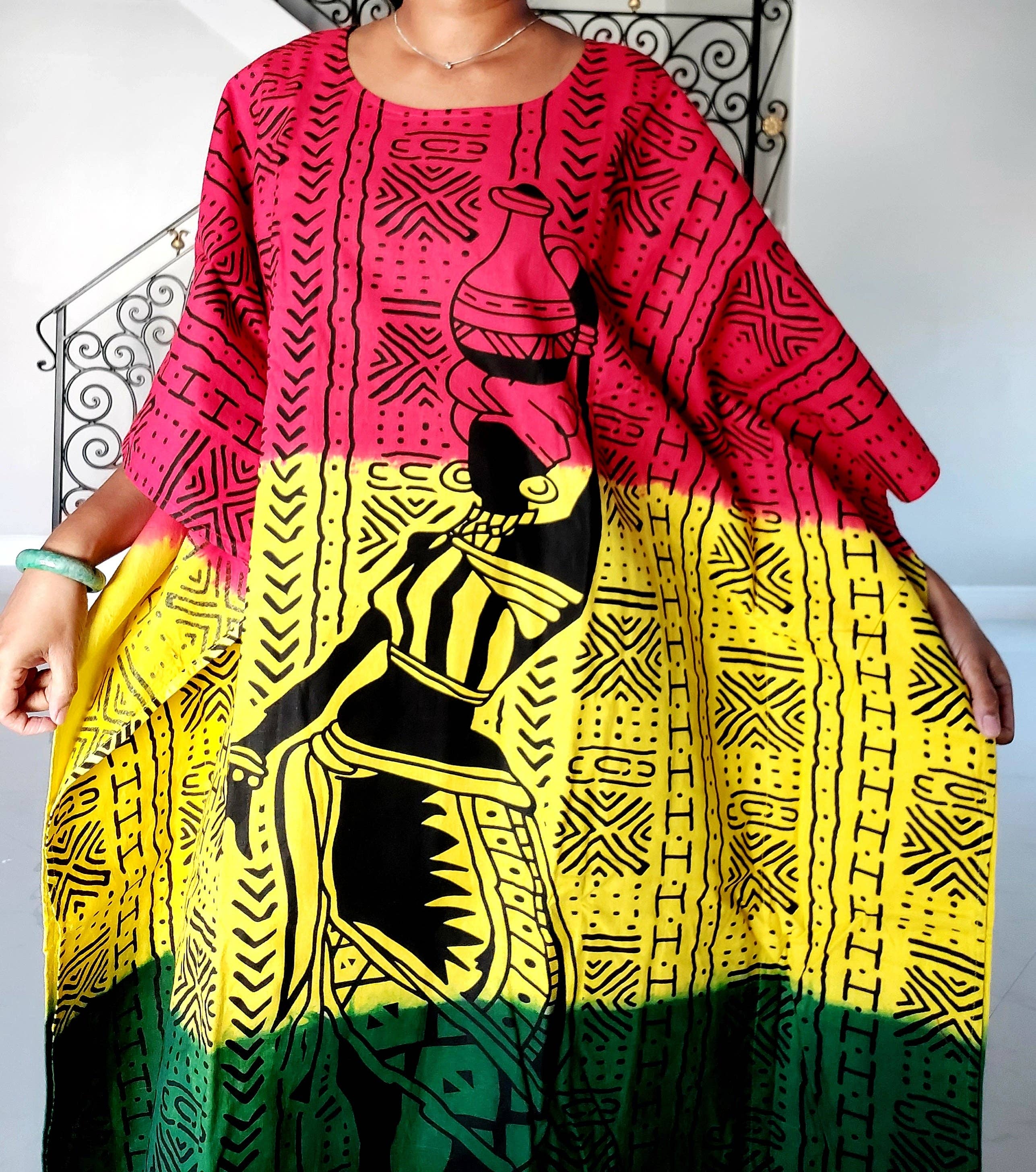 India Batik - Wholesale Kaftan - Women's - Women African Tribal Print Kaftan Dress - Rasta3