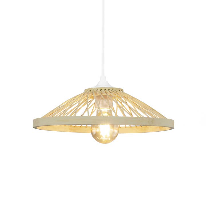 Lampada a sospensione Adona PM in bambù naturale per la vendita all'ingrosso da parte di C-Création