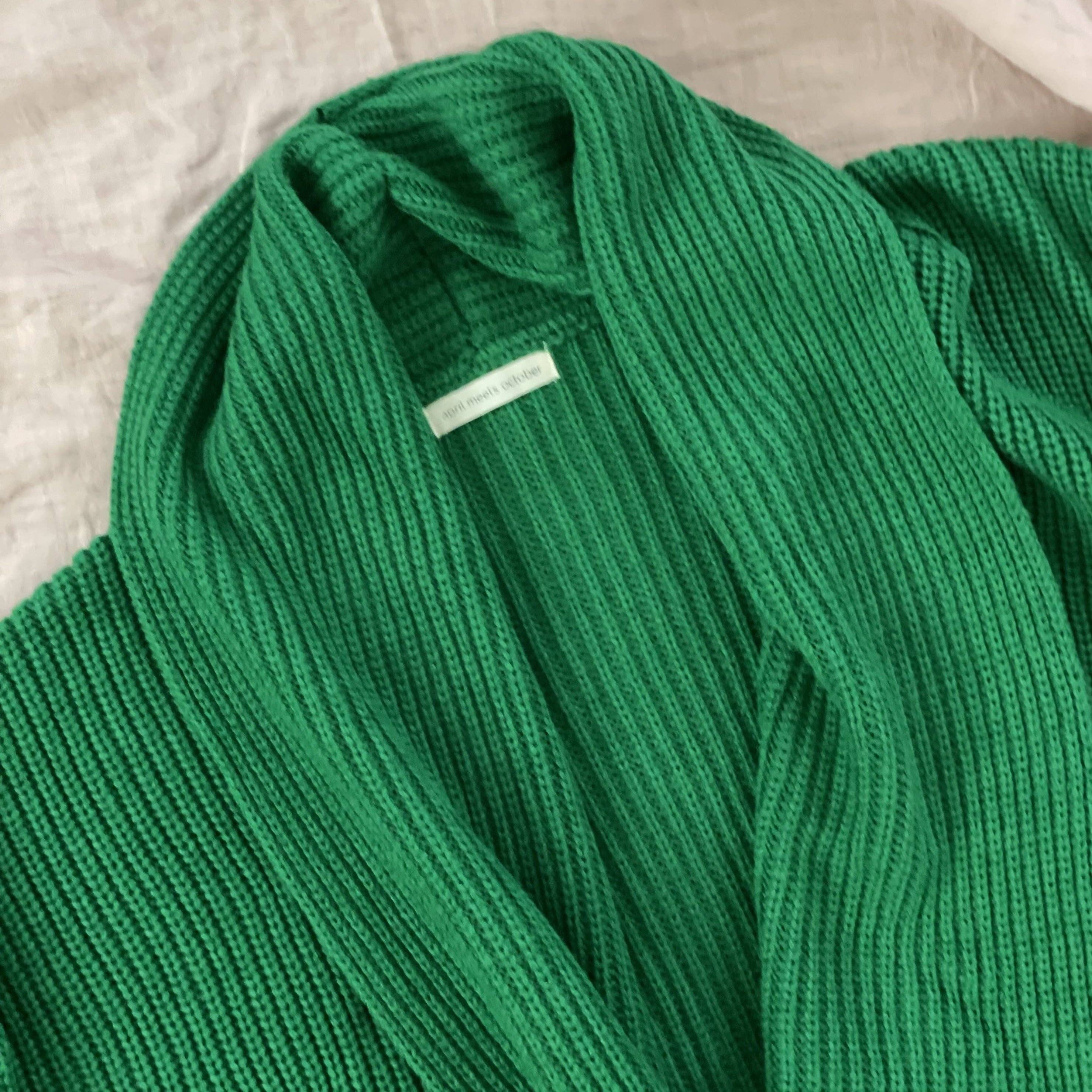 Kelly Grün Großer Strickcardigan in Kelly-Grün für den Großhandel auf Faire1