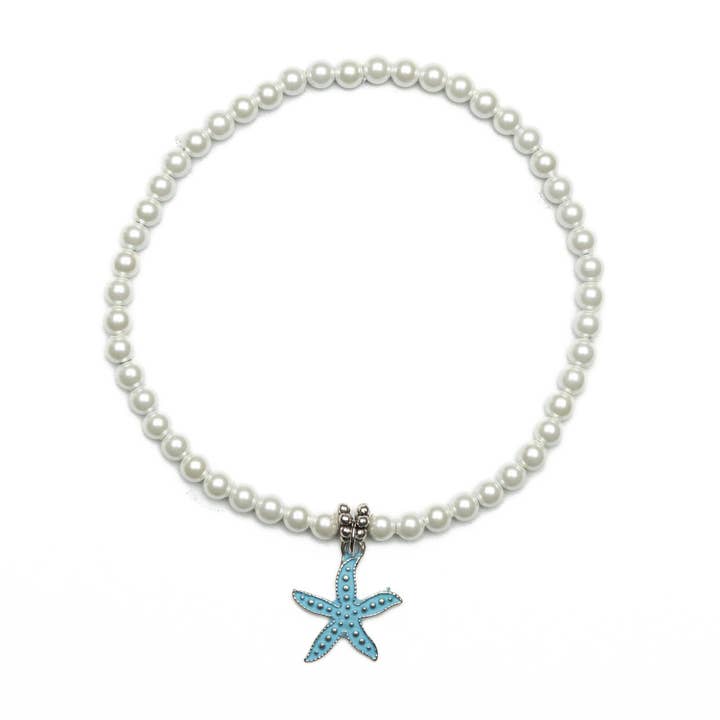 Estrella de mar azul con tobillera de hematita magnética blanca para venta al por mayor de Magnehealth