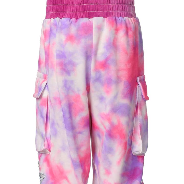PINK MULTI Tie-dye Cargo Joggers for wholesale on Faire