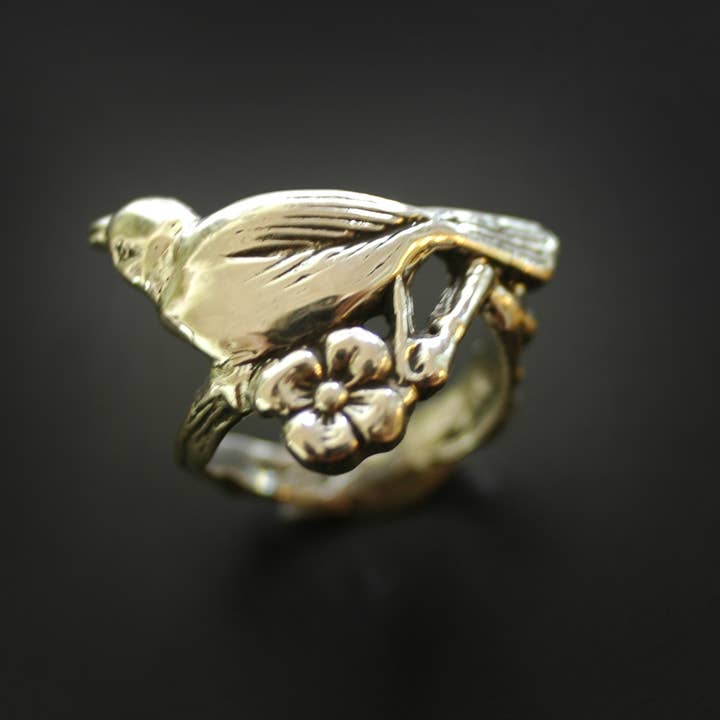 Hi Octane | SilverBotanica - Wholesale Cocktail/Statement Ring - Birdie Blossom Twig Ring in Sterling Silver