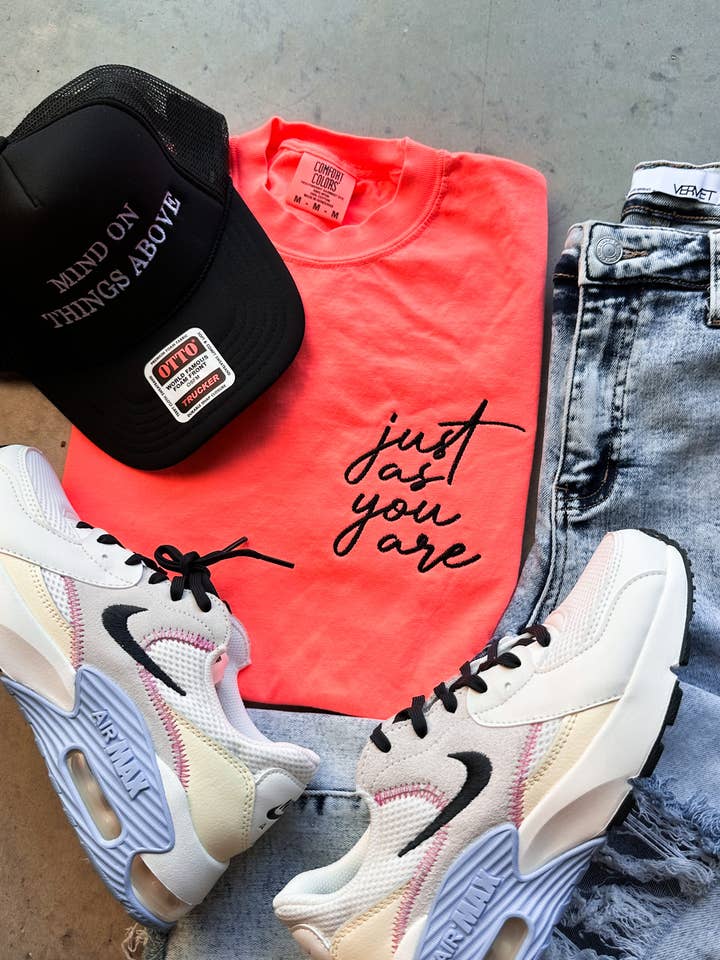 D&E Tees - Wholesale T-Shirt - Women's - Just As You Are Embroidery Graphic Tee