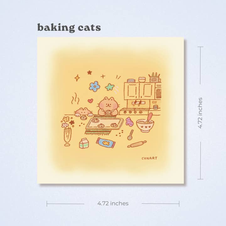 cozy cats baking art print for wholesale by CXN ART