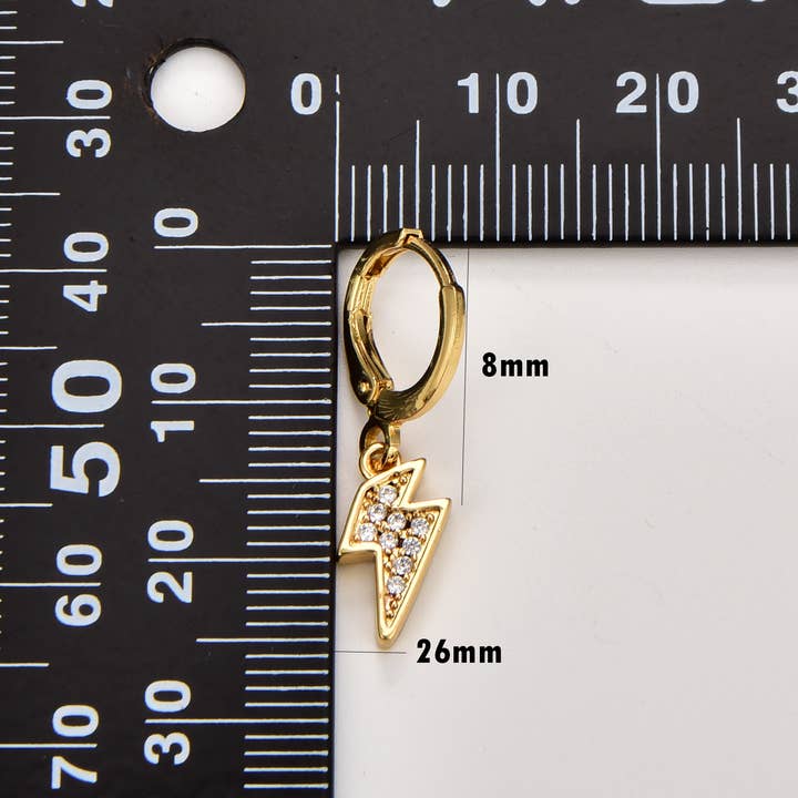 Beads Creation - Wholesale Hoop Earrings - 1 pair Lightning Bolt Hoop Earrings, Bolt Earrings, ER2071