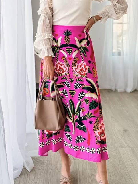 Street Tropical Botanical Print Vintage Skirt for wholesale by HIDDENBRAND