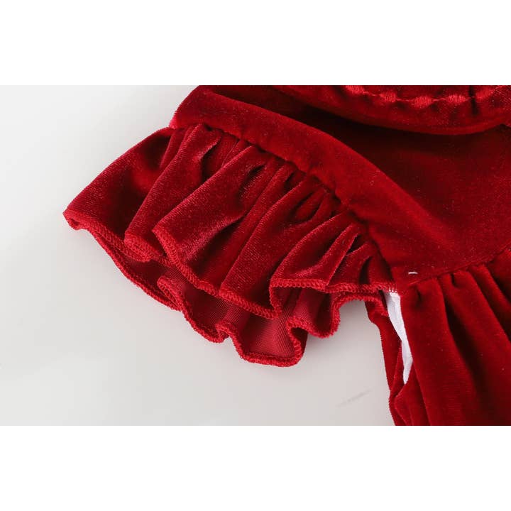 Lil Cactus - Wholesale Dress - Kids - Red Velvet Ruffle Dress
