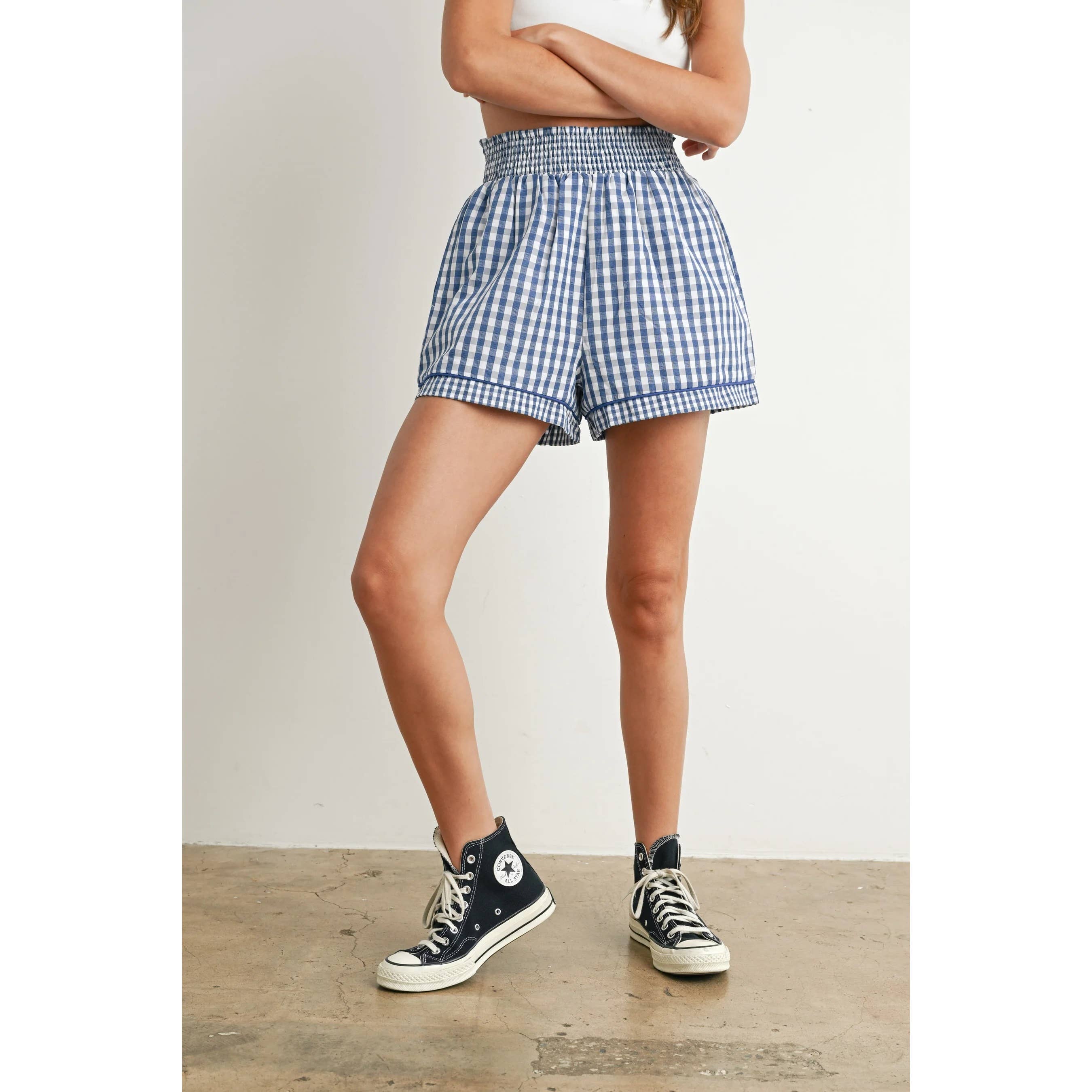 Apolline - Wholesale Shorts - Women's - Garterized Gingham Shorts Classic Charm Effortless Comfort4