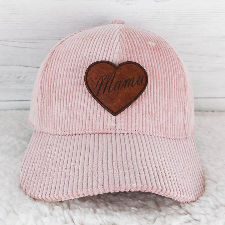 Corduroy hoed met leren patch van Mama Heart voor wholesale door Trendy Tee Co.