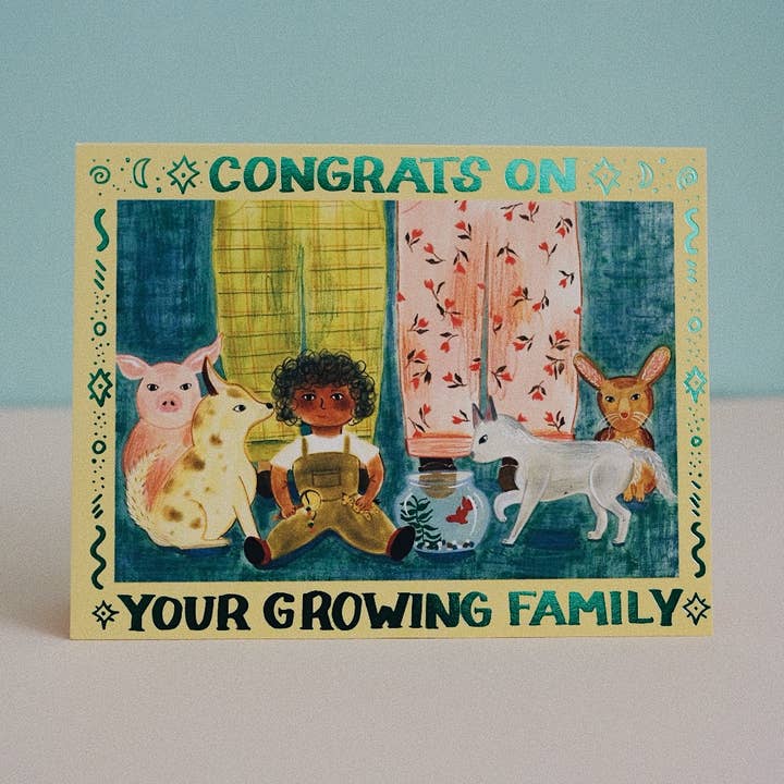 Small Adventure - Vendita all'ingrosso Biglietto di auguri per la nascita - Carta famiglia in crescita0