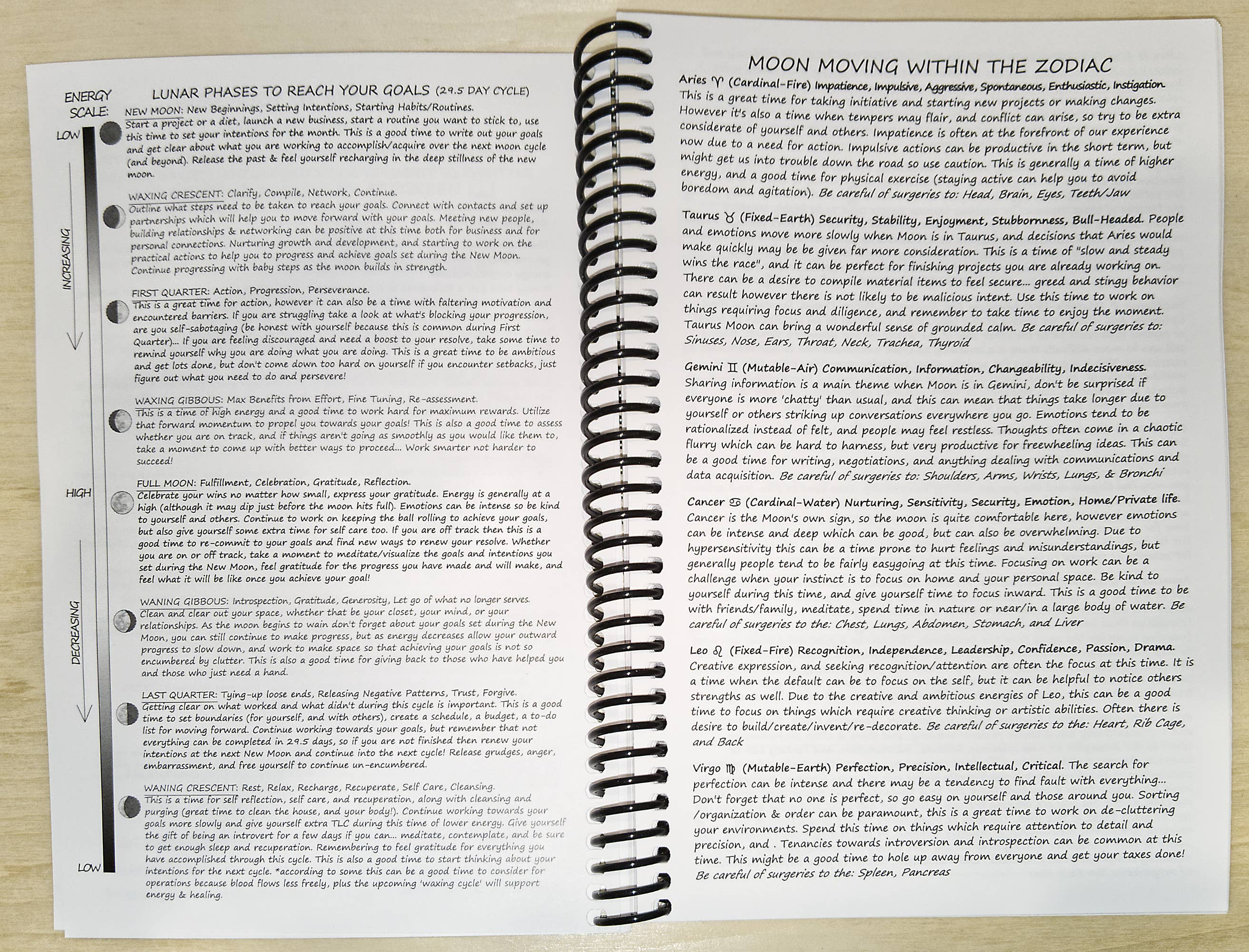 BeeGreen & CraftsPlannersPlus - Wholesale Journal/Diary - Lunar Journal / Moon Journal / undated [Spiral Bound]3