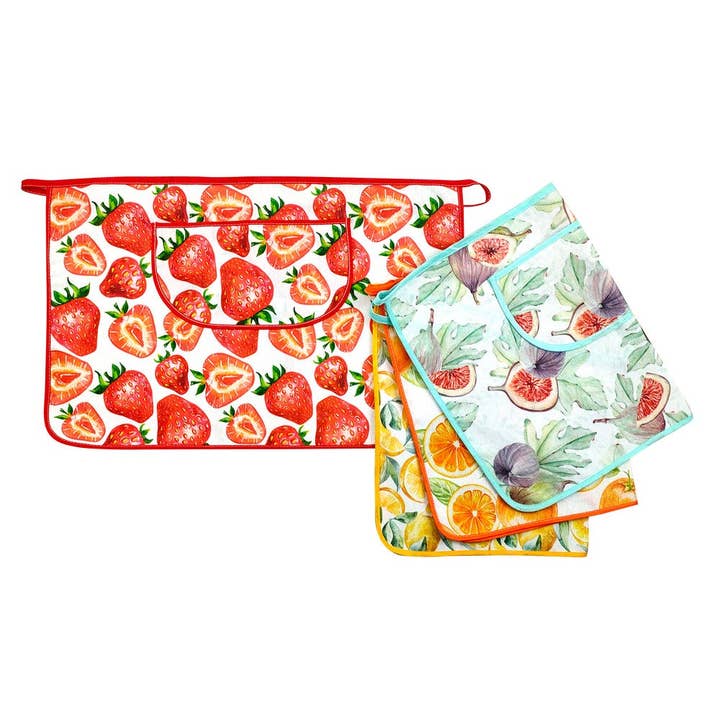 Waist apron FRUITS with large pocket cm.40x60 for wholesale by Almatex srl