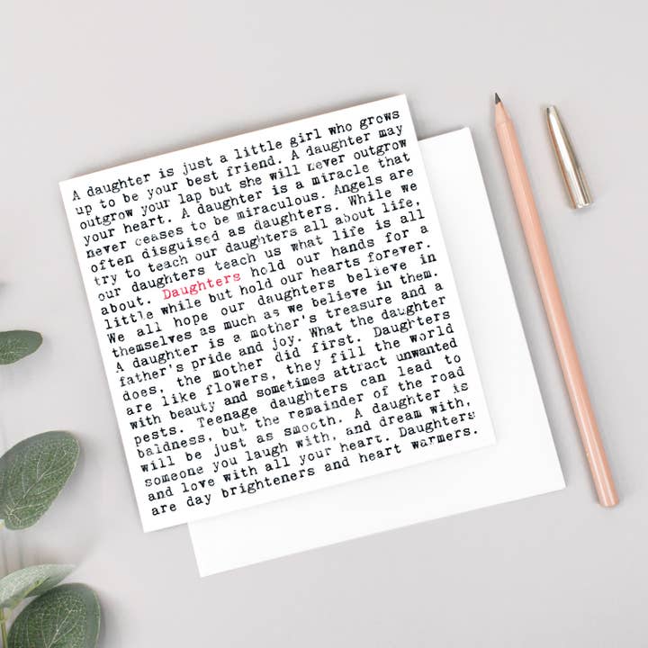 Daughter Quotes Card For Her for wholesale by Coulson Macleod (U.S. Duties Paid)