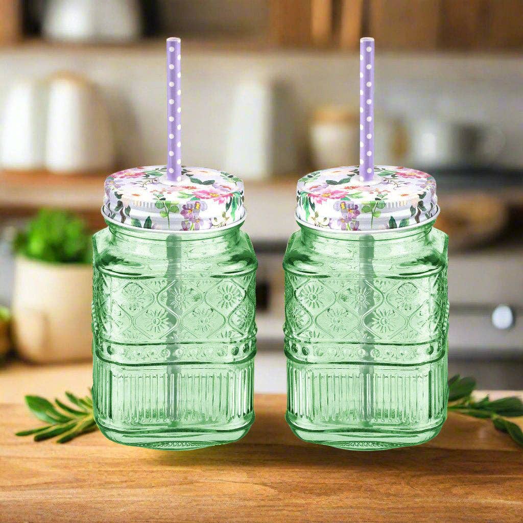 Godinger - Wholesale Drinking Glass/Cup - Claro Green Mason Jar, Set of 21