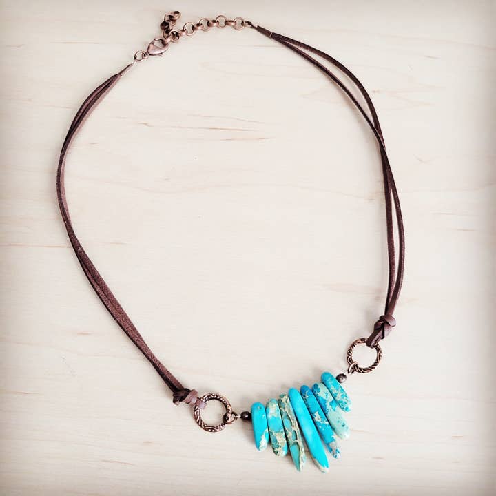 Collar de losa de regalita con cierre de cuero 252j para venta al por mayor de The Jewelry Junkie