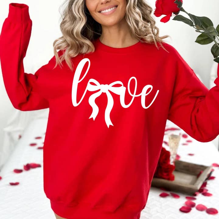 Liebe Sweatshirt Schleife Rundhals-Sweatshirt Valentinstag für den Großhandel von P E T I T R U E