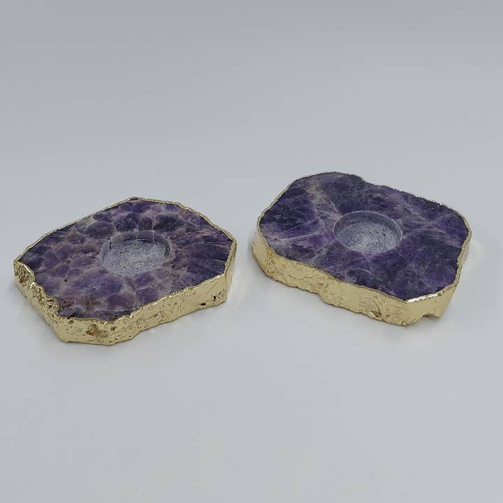 Serein Wellness – Suporte de vela por atacado – Suporte de luz de chá de vela de ametista, pedra de cristal roxo4