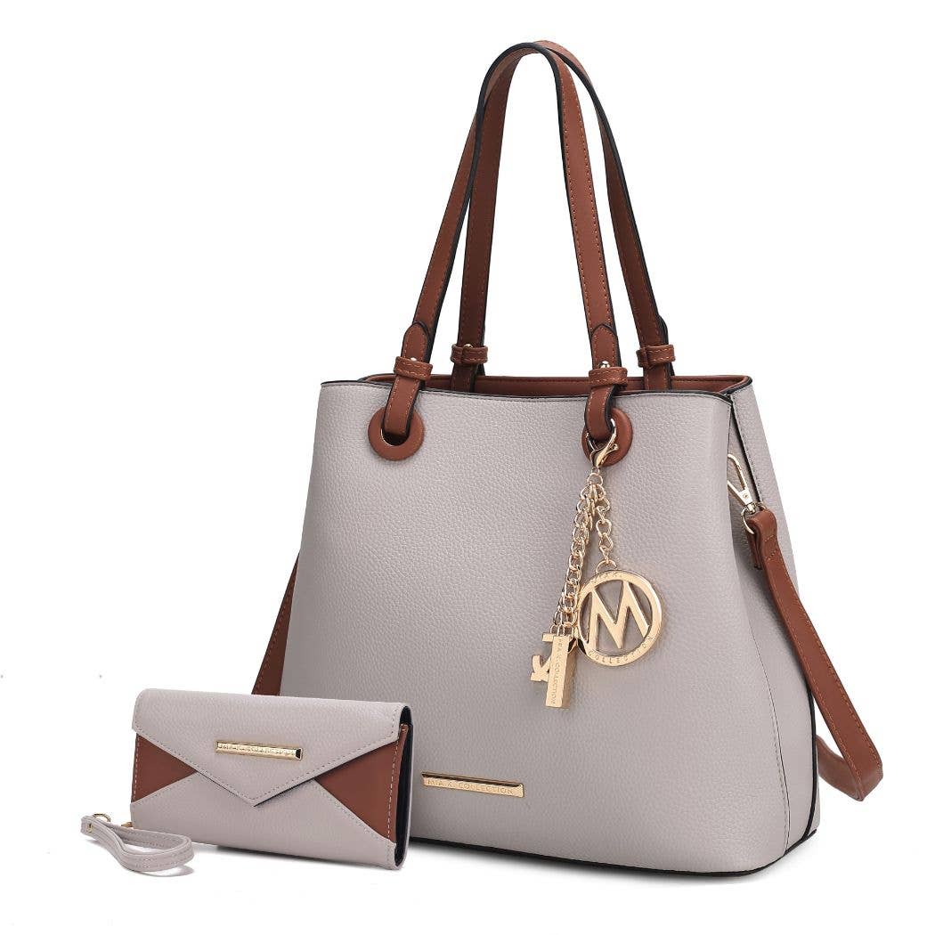 MKF Collection - Vente Tote bag – femme - Sac cabas pour femme en cuir végétalien MKF Kearny avec portefeuille5