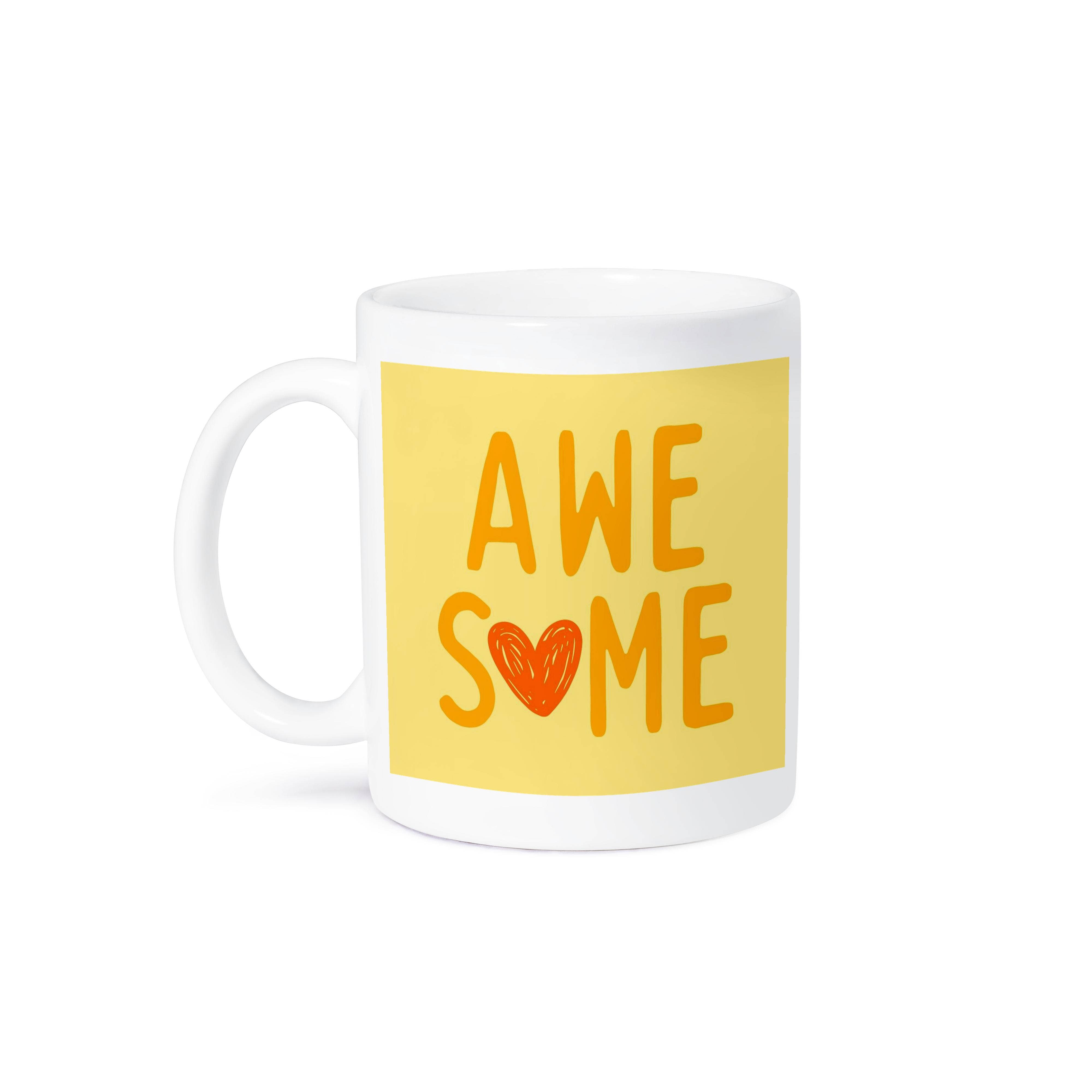 3dRose - Wholesale Coffee Mug - 3dRose, Yellow Orange Awesome Heart Motivational Quote Gift For Friends And Colleagues , Mug8