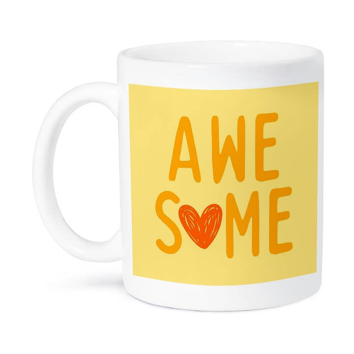 3dRose - Wholesale Coffee Mug - 3dRose, Yellow Orange Awesome Heart Motivational Quote Gift For Friends And Colleagues , Mug8