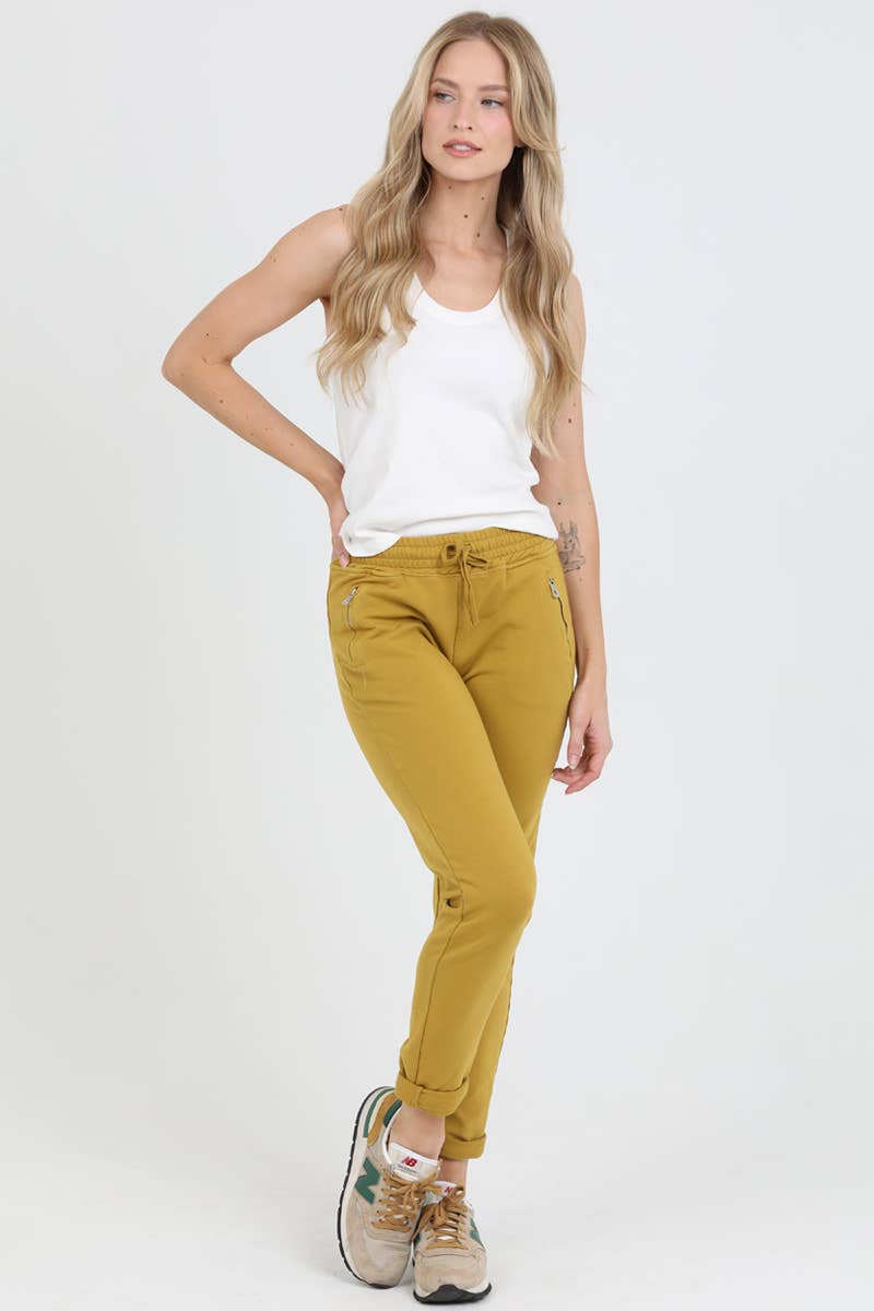 Nostalgia - Wholesale Lounge Sweatpants/Joggers - Women's - NP746-ASIS PULL ON TIE FRONT ZIPPER POCKET FRENCH TERRY JOGG15