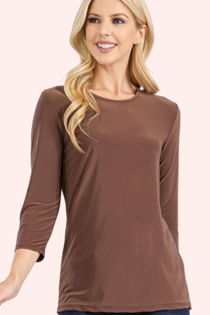 Celeste Clothing - Wholesale T-Shirt - Women's - CLASSIC 3/4 SLEEVE CREW NECK TOP -CT13214