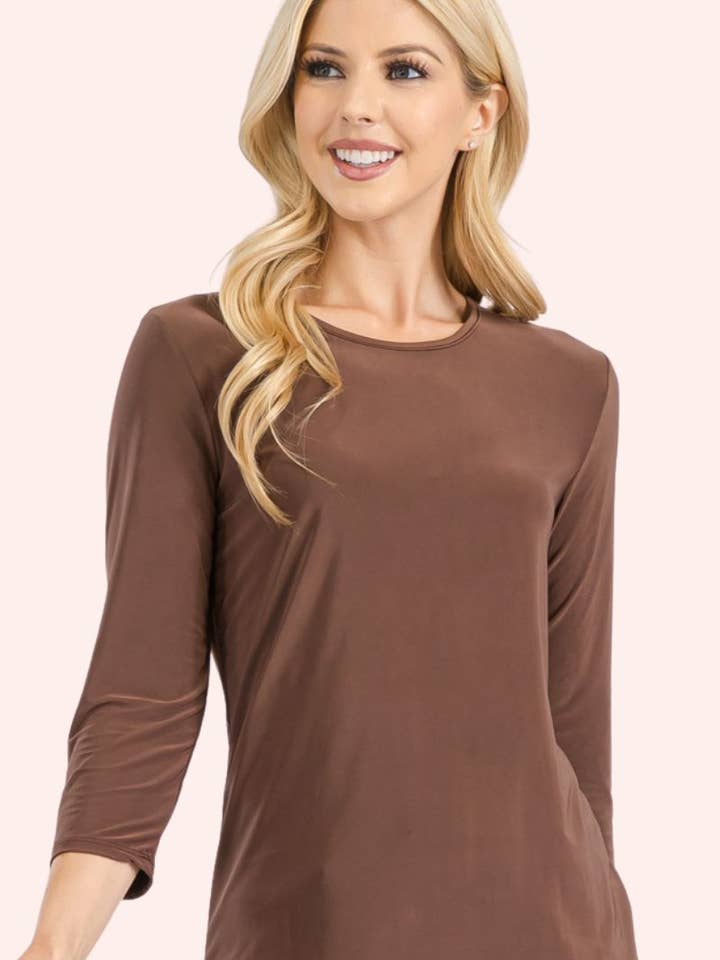 Celeste Clothing - Wholesale T-Shirt - Women's - CLASSIC 3/4 SLEEVE CREW NECK TOP -CT132140