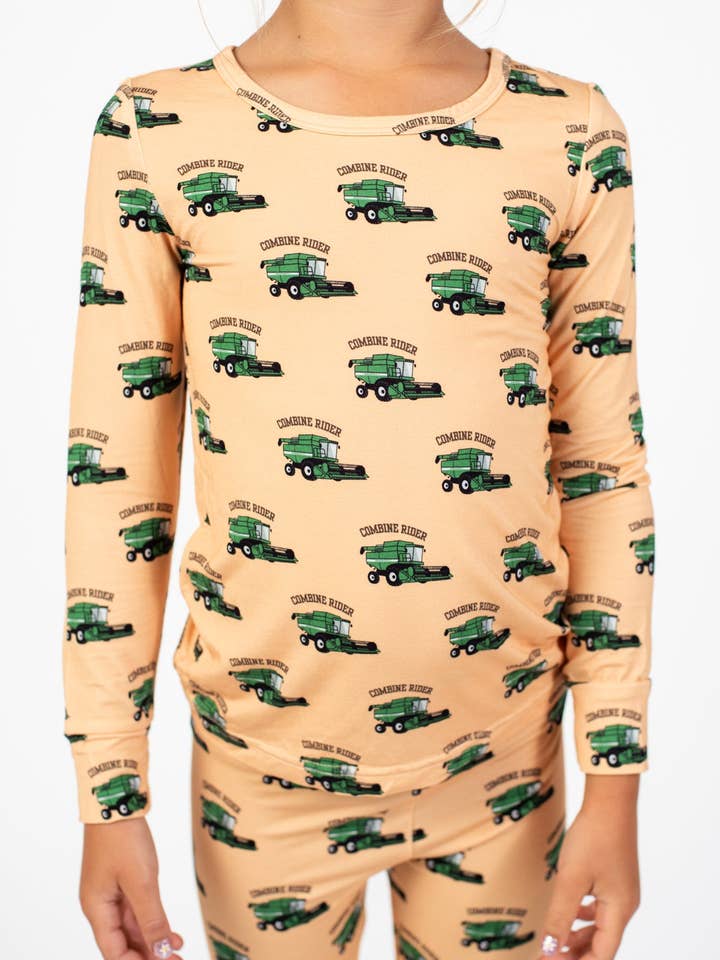 American Farm Company - Wholesale Sleepwear Set - Kids - Green Combine Rider Toddler/Youth Bamboo Pajama Set2