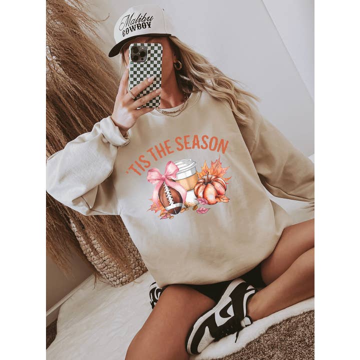 Tis The Season Three Fall Essentials Fall Graphic Sweatshirt for wholesale by MELODY FAYE